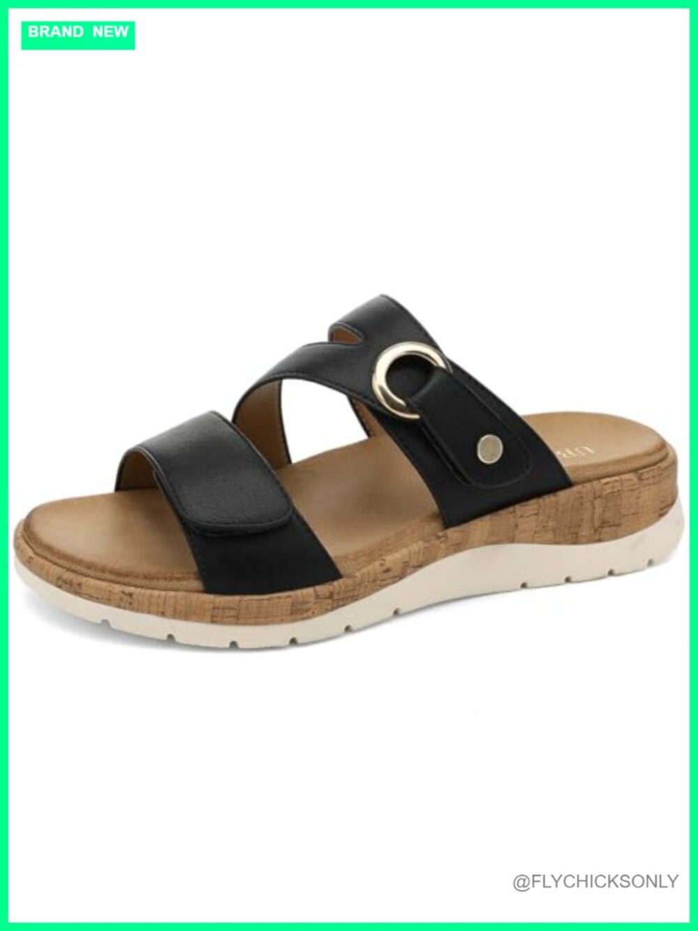 Womens Slide Sandals Low Wedge Arch Support Comfortable Walking Sandals